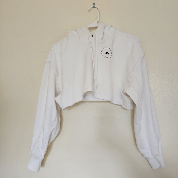 ADIDAS BY STELLA MCCARTNEY FUTUREPLAYGROUND CROPPED HOODIE WHITE SIZE XXS - Picture 3 of 12